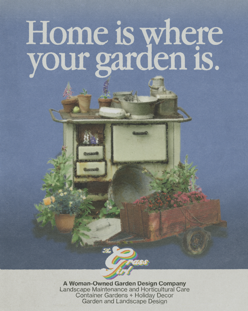 Magazine advertisement for Nashville landscaping business, 'The Grass Girl'